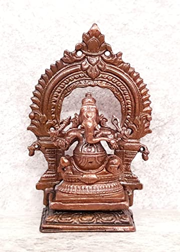 Image of Copper Little Ganesh with Prabhavalli Idol 3.0 in | 100g
