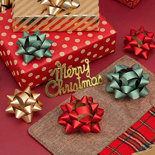 Ruspepa RGBT-HLJ-15P Paper Gift Bow Assortment - Red, Green And Gold Pattern For Birthday, Christmas thumb #8