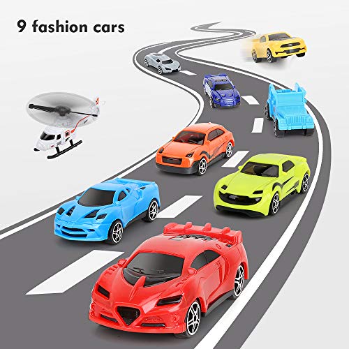 BeebeeRun Transport Cargo Airplane Toys - Car Toys for 3 4 5 Year Old Boys, 9 in 1 Take Apart Plane Toys Including 8 Sports Cars and 1 Helicopter, Gift for Boys