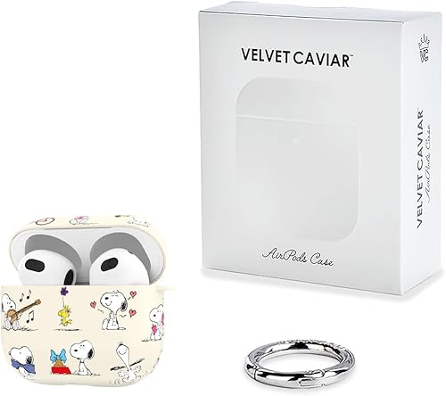 Miniatura 5 de Velvet Caviar Funda compatible con AirPods de tercera generación con llavero – Lindas fundas protectoras duras para AirPod 3 para mujer – Snoopy