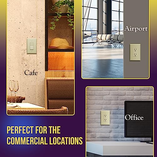Image of ENERLITES Decorator Light Switch or Receptacle Outlet Wall Plate, Gloss Finish, Over-Size 1-Gang 5.5 inch x 3.5 inch, Unbreakable Polycarbonate Thermoplastic, UL Listed, 8831O-I, Ivory