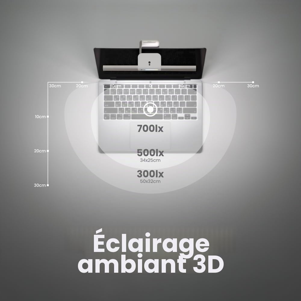 BenQ LaptopBar Lampe de bureau LED pour l'ordinateur portable.Deux Modes d'Éclairage,Gradation Automatique et Facilement transportable Noir