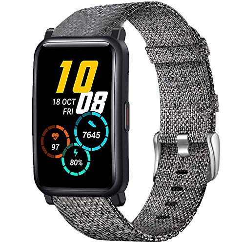 Compatible for Honor Watch ES Bands LvBu Breathable Nylon Woven Fabric Replacement Accessory Strap Compatible for Honor Watch ES Smartwatch (Grey)