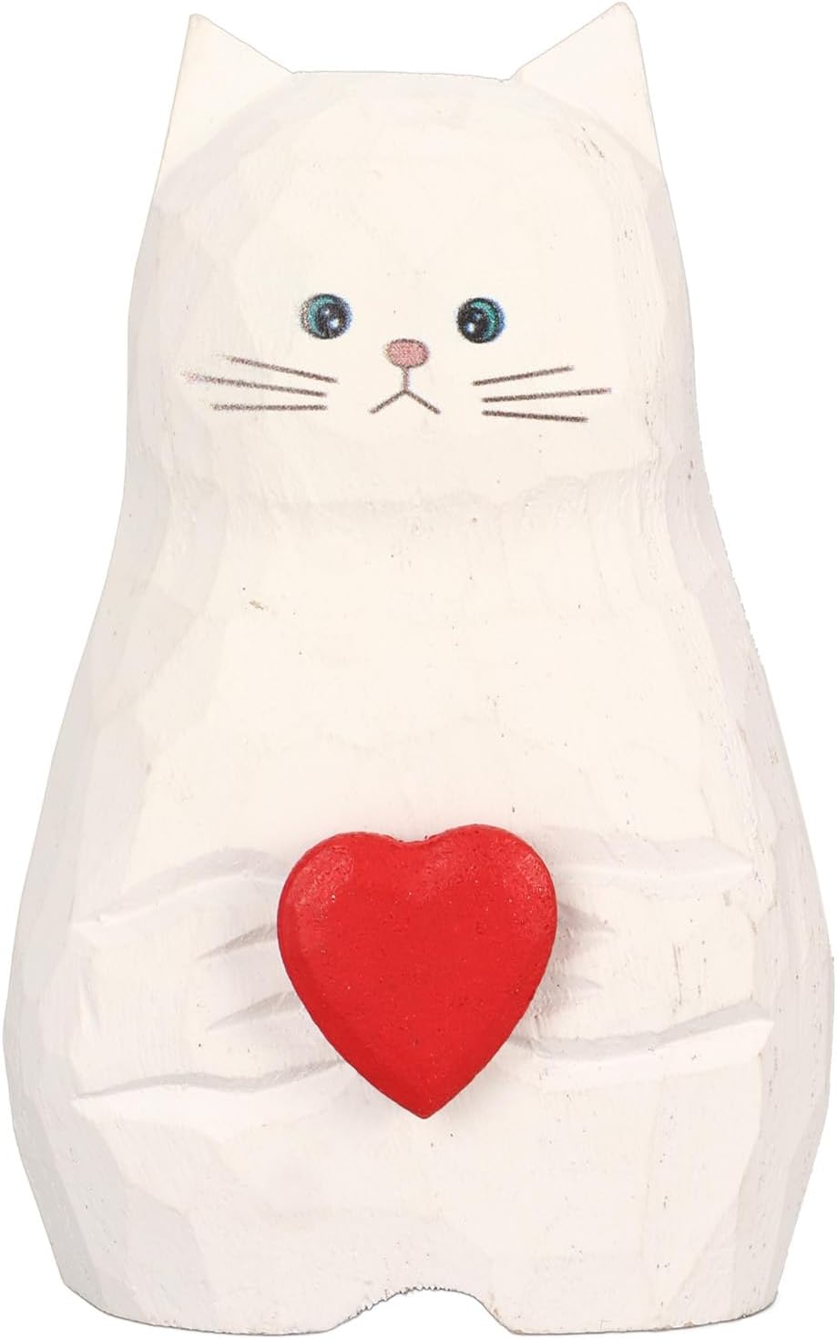 KENANLAN Handmade Textured Wooden Cat Statue Vase, White Solid Wood Cat Flower Vase, Ideal for Thanksgiving Day Gift for Cat Lovers