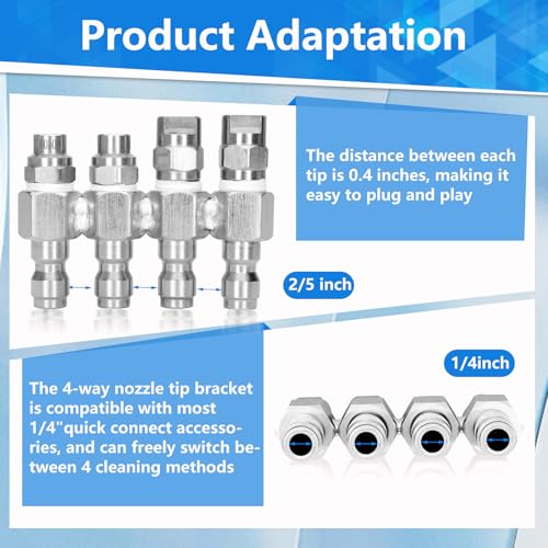 Image of 4 Way Rod Nozzle suitable for 2-3 GPM Rod Pressure Washer Nozzle