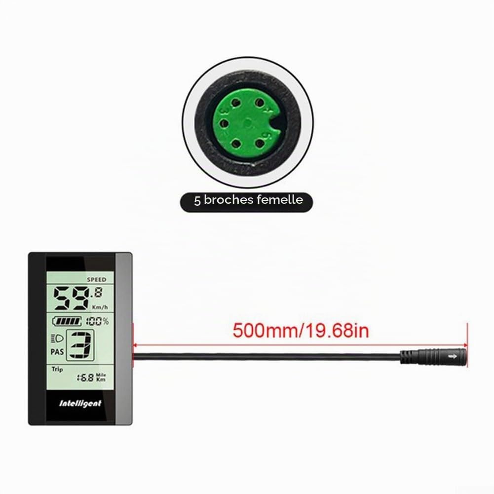 Écran LCD pour vélo électrique 800S pour Bafang BBS01 BBS02 HD Moteur central écran vertical