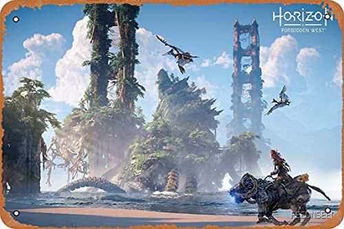 Shvieiart Wall Decor Sign - Horizon 2 Forbidden West Poster - 8X12 Inch Vintage Look Metal Sign,Bar, Man Cave Art Decoration #TOP28