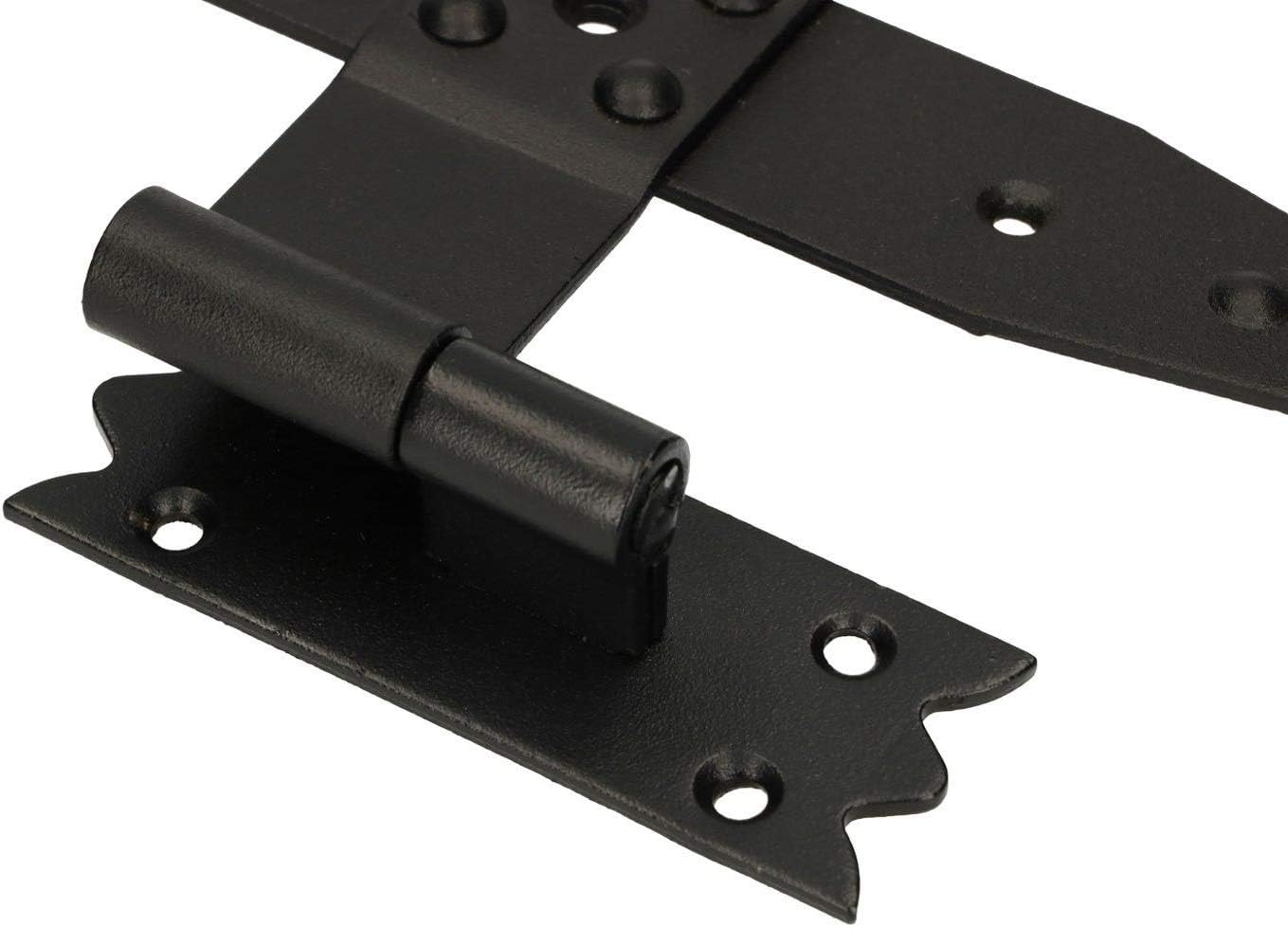KOTARBAU Mittelkreuzband 236 mm mit Kloben Ladenmittelband Fensterband Faltladen Pulverbeschichtet Schwarz Scharniere Möbel Türen Verbindung Torband (Packung mit 6)
