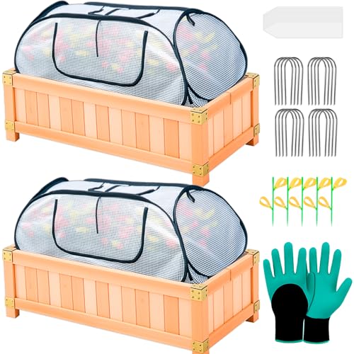 Garden Covers for Raised Beds, Pop Up Raised Garden Bed Cover, Garden Row Plants Cover Accelerator, Greenhouse Cover for Protecting Seedlings Fruits Vegetable Rows 45' L x 22' W x 16' H(2 Pack)