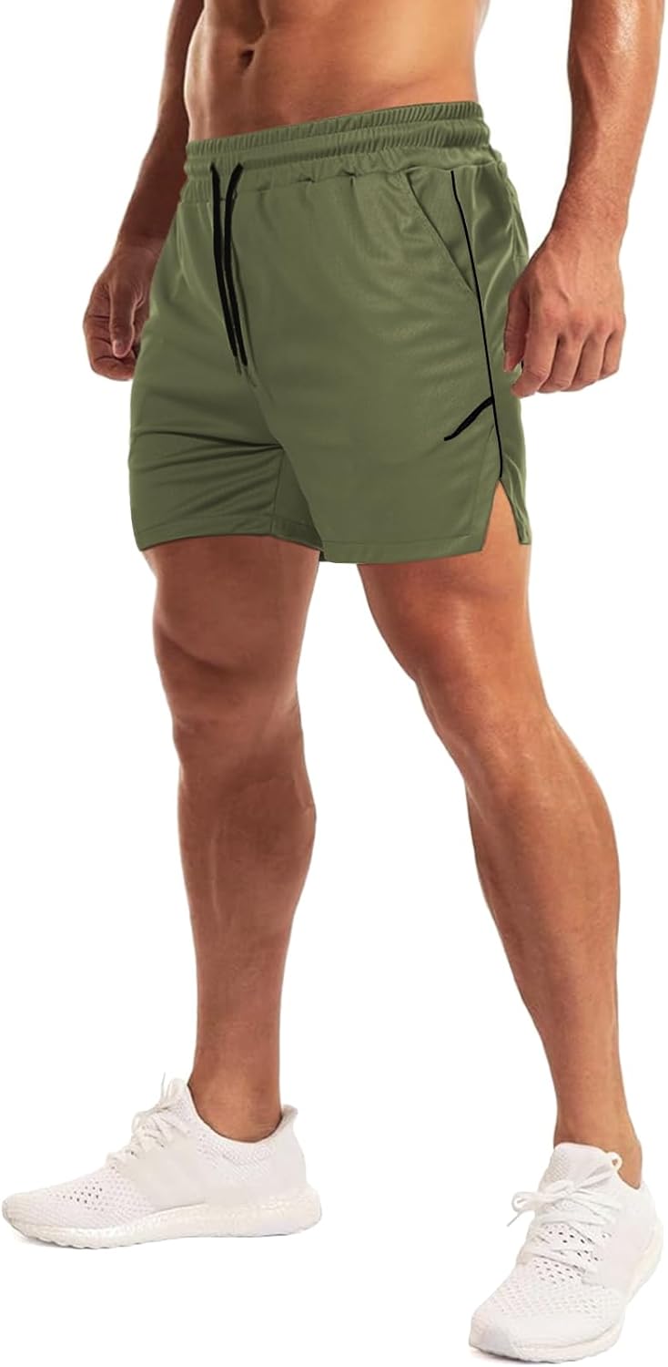 Aolesy Mens Workout Shorts with Zip Pocket 5" Lightweight Gym Running Shorts Linerless Bodybuilding Athletic Shorts - Image 5