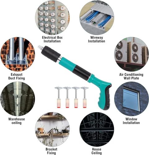 Vinskep Manual Steel Nail Gun Tool, Concrete Nail Gun, Portable Mini Nail Shooting Machine Nails, Nail Wall Fixing Tool for Cement Walls, Household Wood working (25 Nails) - Image 2