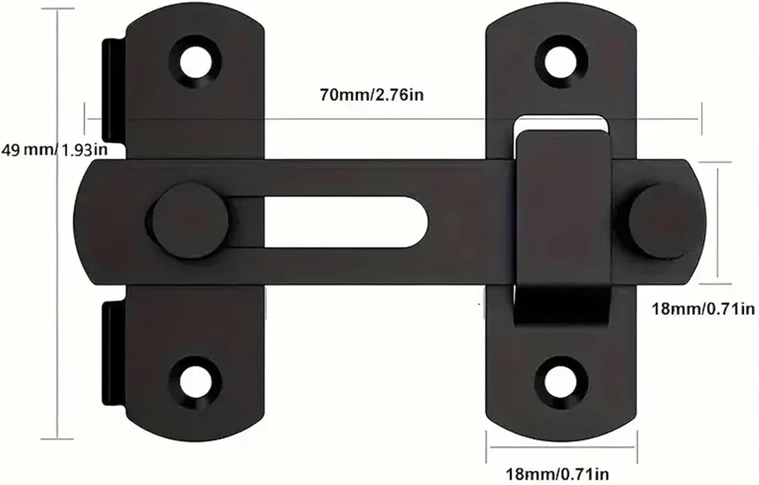 6Pcs Stainless Steel Door Lock Guard Latch Bolt Gate Buckle for Cabinet Fitting Sliding Doors Home Security Hardware(Black)
