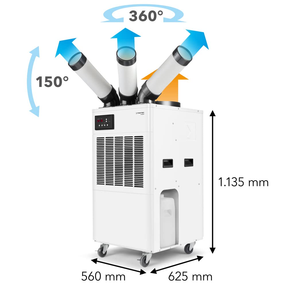 TROTEC Spotcool Climatiseur PT 5300 SP refroidissement de 5,3 kW et un volume d'air pouvant atteindre 800 m³/h
