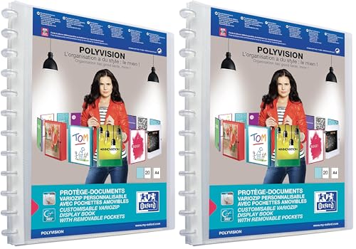 Carpeta fundas intercambiables Oxford. A4+. Contiene 20 fundas. Color transparente (Paquete de 2)