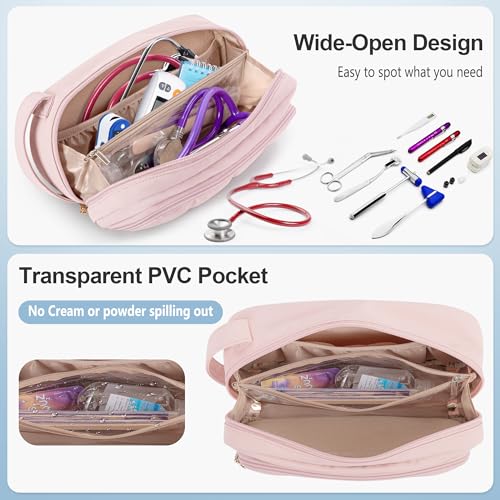 Image of Trunab Stethoscope Case Compatible with 3M Littmann /MDF /ADC, Hold Two Stethoscopes or BP Cuffs, with Inner Dividers and Mesh Pockets for Extra Accessories, for Nurses, Doctors- Bag Only