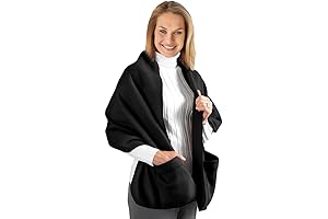 Women's Cozy Fleece Wrap Shawl with Pockets for Winter