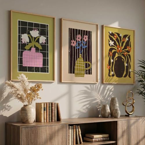 Image of kotart Boho Art Home Decoration Painting | Aesthetic Paintings With Frame For Living Room Bed Room Hotel Wall Decor Digital Reprint Set of 3 (13X17 inch)