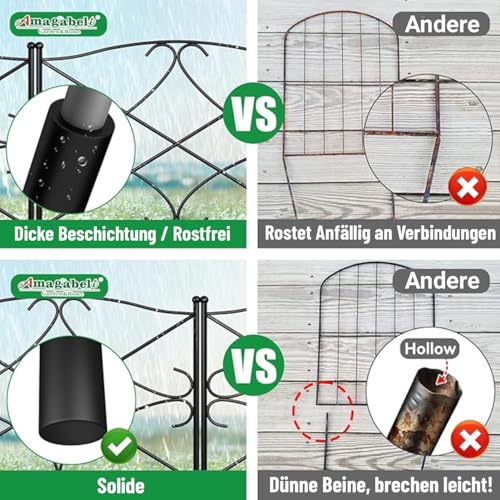 Amagabeli Garden Home 5PCS 60CM X 3M Beetzaun Metall Zaunelemente Dekorative Metall Gartenzäune Zaunelementen Gartenzaun Metall Zaun Garten Komplettset Zaun Metall Holz Draht Zäune Metall