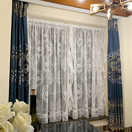 Cortinas de encaje vintage para ventanas cenefas semitransparentes decorativas de un panel 6