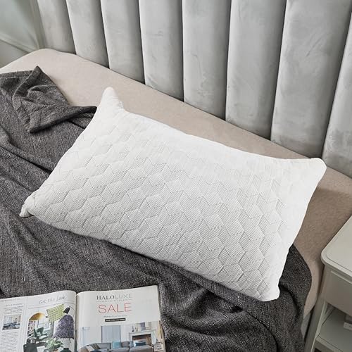 Set 2 Almohadas de cama Poliéster Queen Gris miniatura 7