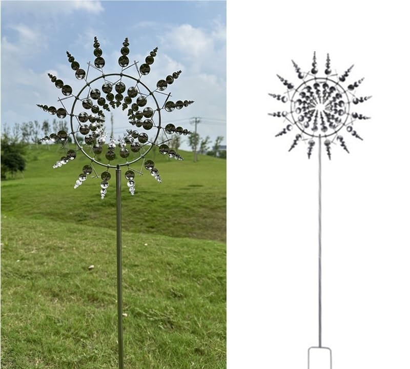Molino de viento, molino de viento de metal, molino de viento de metal creativo, molino de viento decorativo de metal de hierro for jardín, adornos de jardinería, energía eólica, carillón de viento gi
