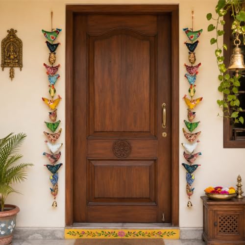 Image of Bindian Toran for Main Door, Decorative Door Thoranam Hanging, Diwali Decoration for Home Entrance, Wall Decor Hanging Ornament, Traditional Festive Welcome Decor for House, Pooja (Bird Pack of 2)