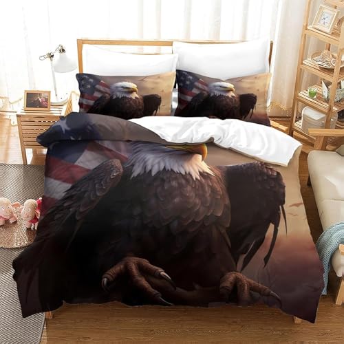 Parure de lit aigle 3D 260x230 cm avec 2 taies d'oreiller