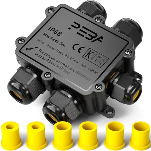 PEBA Boîte de dérivation étanche IP68 - Etanche Boîte de Jonction - Boîtier de raccordement électrique 5 voies pour câble de Ø4-14mm - Connecteurs de...