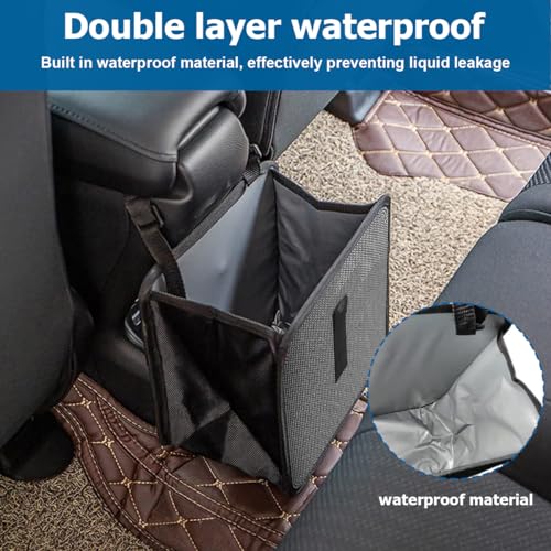 Image of BELOMI Car Foldable Trash Can, Bling Rhinestone Crystal Auto Hanging Waterproof Leakproof Garbage Bin, Vehicle Waste Basket Dustbin, Multipurpose Car Organizer Accessories for SUV Truck RV (Blue)