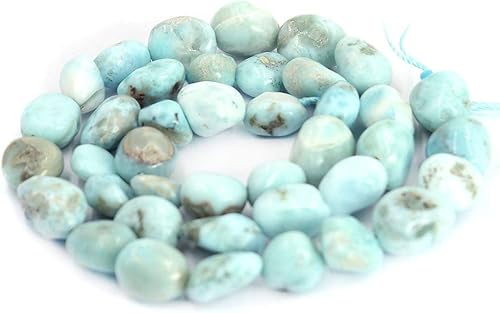 Cuentas naturales de larimar puro de 0.315 x 0.394 in de forma libre, hebra de piedra natural de 15 pulgadas para collar, pulsera, diseño de