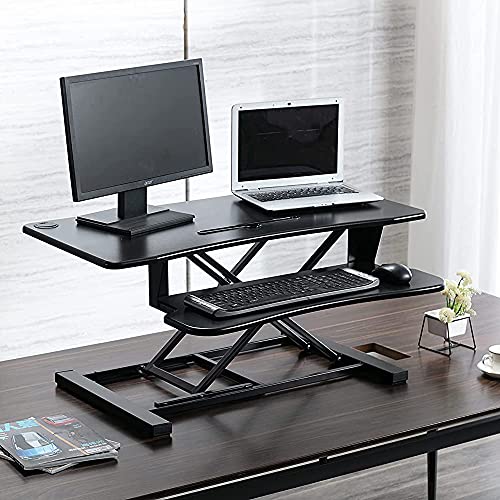 Legend Vansen Adjustable Height Standing Desk Converter Wide Laptop Riser Or Dual Monitor Workstation, 32 Inch, Black #TOP3