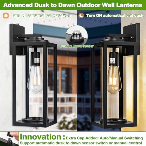 Image of FILIYANO Large Dusk to Dawn Outdoor Wall Lights, 16 Inch, Modern, 2 Pack