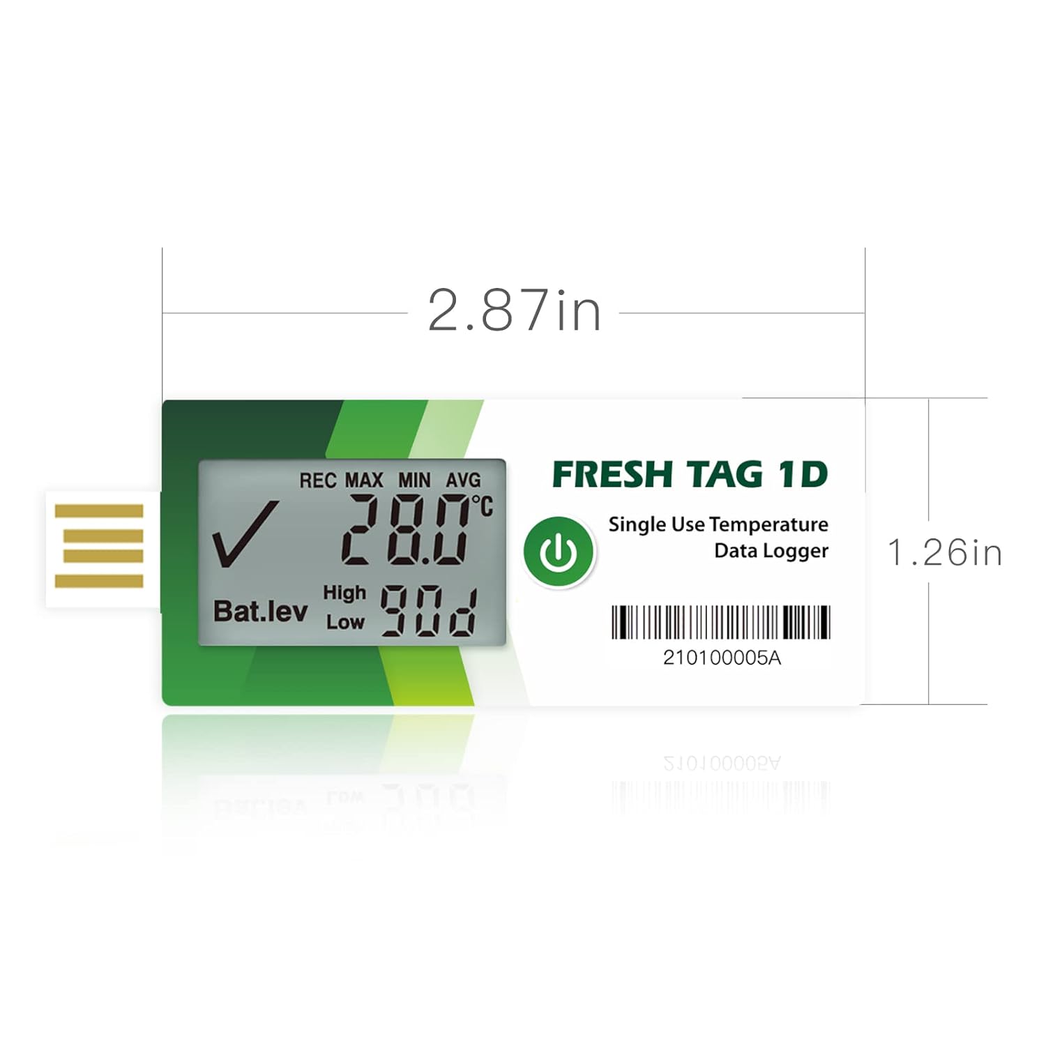 Freshliance Temperature Data Logger LCD Single Use with PDF Report 120Days 1Pack Fresh Tag1D: Industrial & Scientific