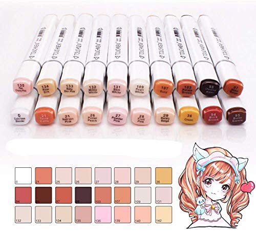 TOUCHNEW Stylos Marqueurs Anime, 24 Couleurs Art Manga Markers Encre à base d'alcool Cover