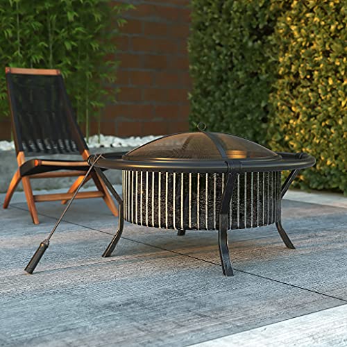 Amazon Basics Round Fire Pit - 39-Inch, Brushed Pewter #TOP6