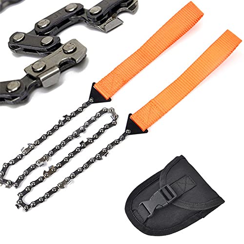 Lxoraziy Scie à Chaîne, 11 Dents en Acier Pocket Chainsaw, Scie a Chaine portative, Tronçonneuse de Survie en Plein air Avec sac de Transport Pour le Camping en Plein Air, la Chasse, Randonnées Cover