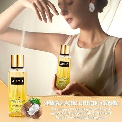 Body Spray, Körperspray Damen, Kokos Duftendes bodyspray, Duftendes Körperspray, Kokos Parfum Spray, Lang Anhaltender Duftspray, Body Splash, Geschenke für Verliebte, Frauen, Mütter