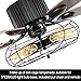LuxureFan Retro Industrial Ceiling Fan Light for Restaurant/Living Room with Create Iron Cage Cover Pull Chain/Remote and 5 Reversible Wood Leaves (52Inch)