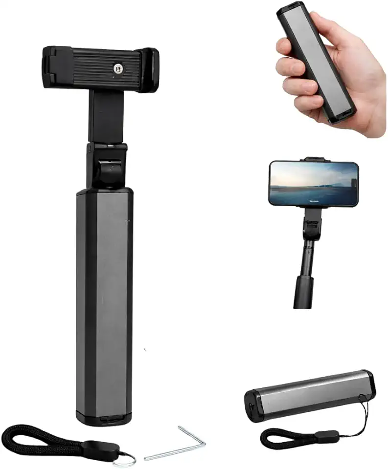 Suporte para Celular, para Fotos, Vídeos e Gravação, Rotação 360°, Dobrável, Portátil, Compacto, ABS, Liga de Alumínio, Compatível com Android e iOS, TikTok