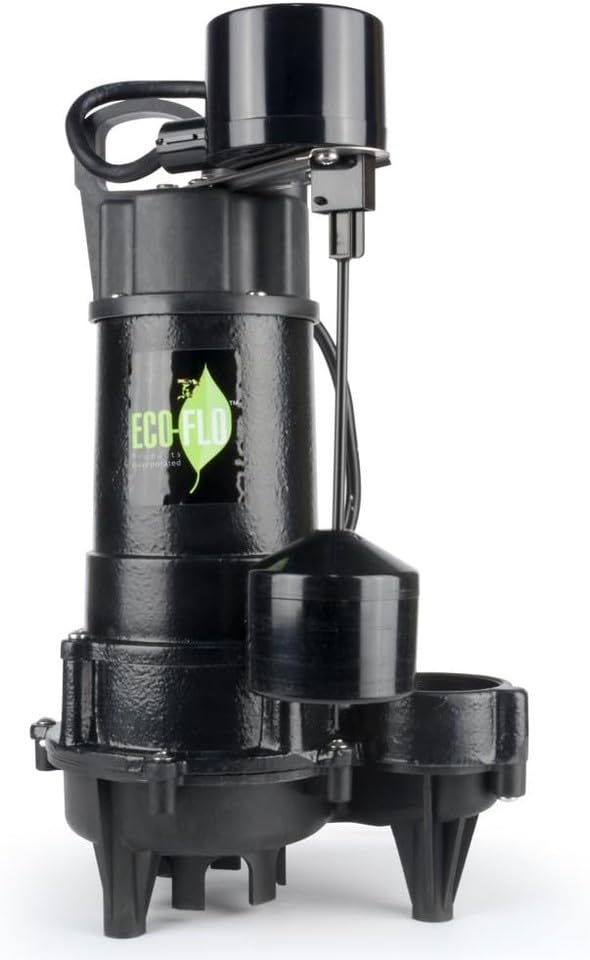 #US ECO-FLO PRODUCTS INCORPORATED Submersible Sump Pump ECD75V, 3/4, Black