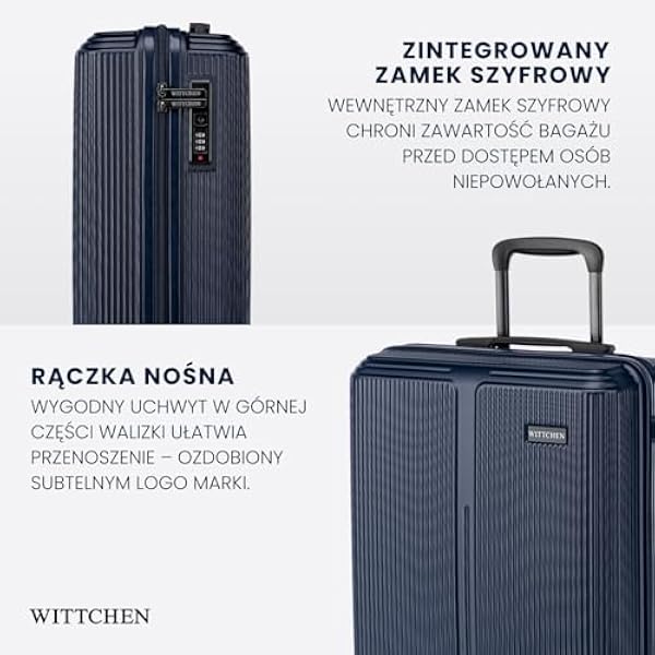 Чемодан WITTCHEN Stripes Line Medium Travel luggage ABS hard case 4 двойных колеса Телескопическая ручка Шифр замка Темно-синий