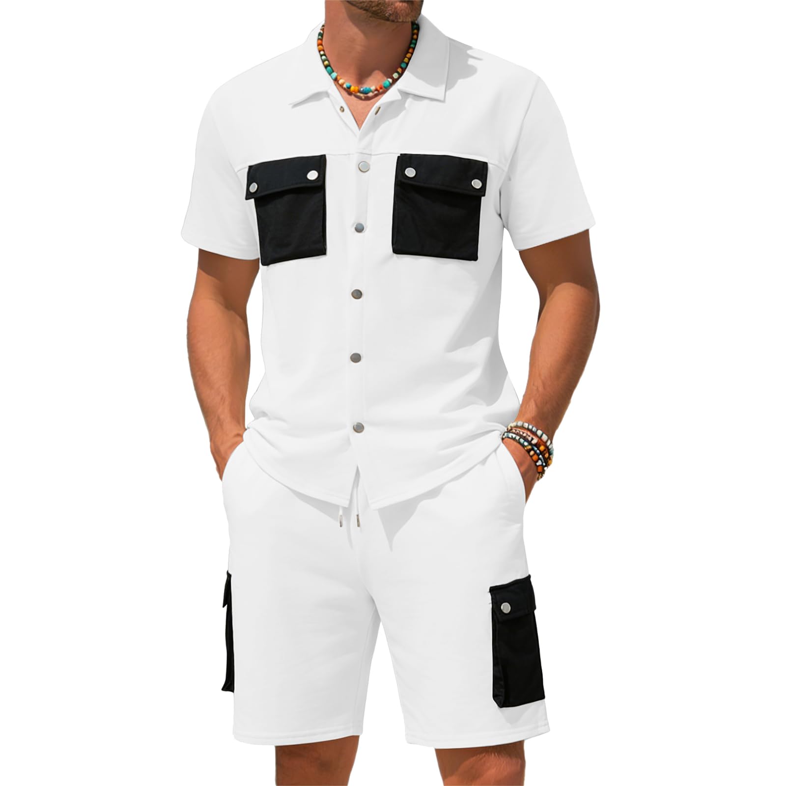 Męski zestaw joggingowy letni zestaw treningowy siłownia mężczyźni szybkoschnący luźny komplet 2-częściowy t-shirt z krótkim rękawem i szortami na wyjście rekreacyjne
