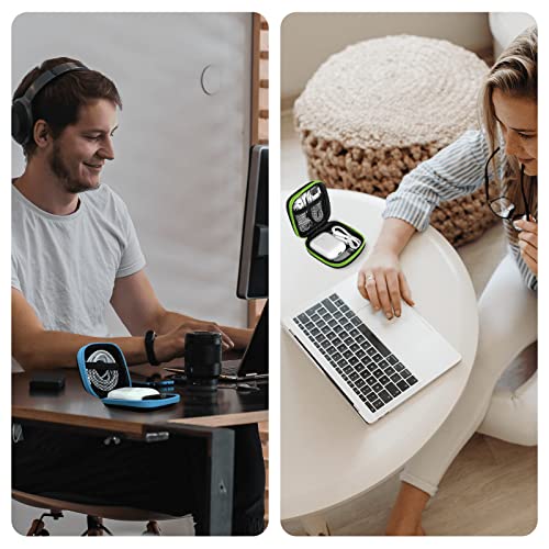 Molova 5Pack Square Earbud Case Portable Eva Carrying Case Storage Bag Cell Phone Accessories Organizer With Carabiner For Earphone, Earbud, Earpieces, Sd Memory Card, Camera Chips-5 Colors. #TOP5