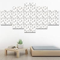 SIGNWIN 5 Panel Canvas Wall Art Modern Art Decorative Elements Fun Illustrations Leaves Multicolor Patterns for Home Decorations Ready to Hang - 60