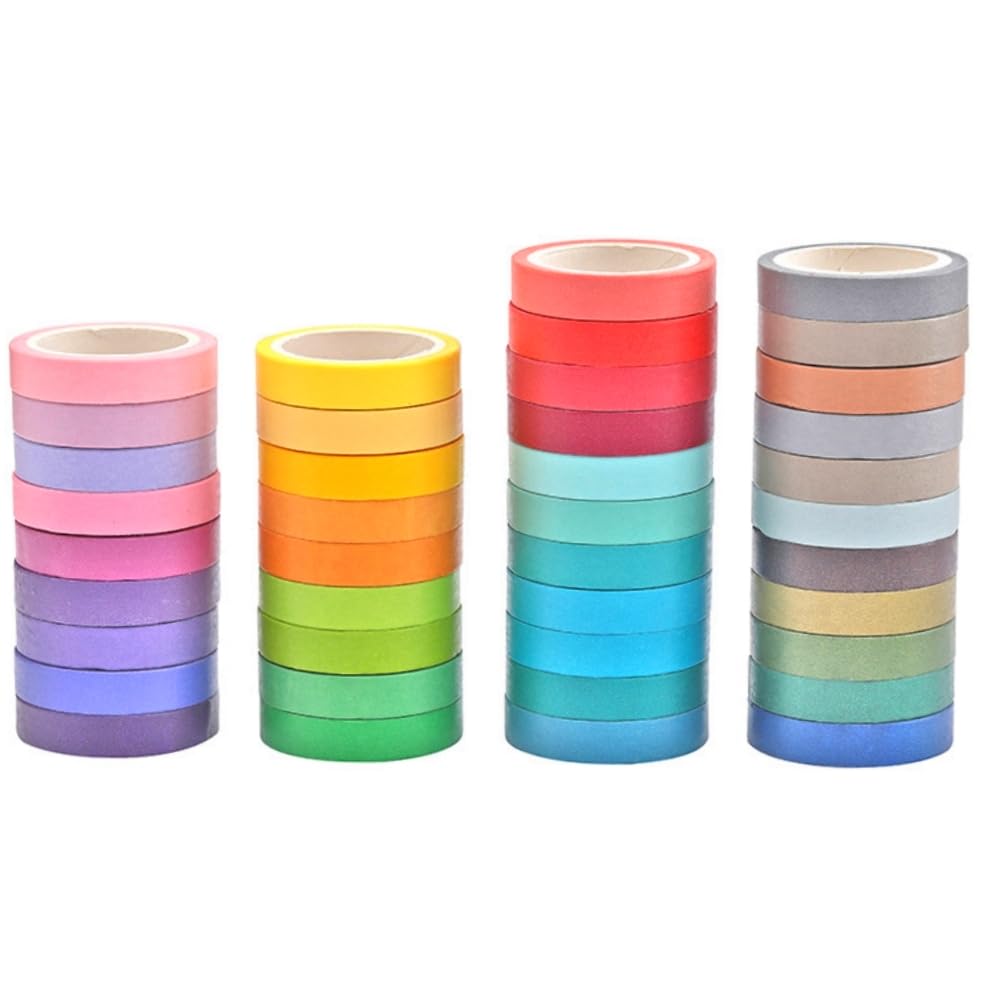 Juego de 40 rollos de cinta washi decorativa de color caramelo, cinta adhesiva de papel para pintor, cintas adhesivas coloridas para niños,
