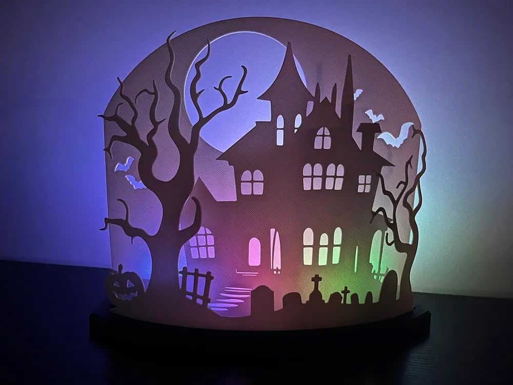3D CRAFT 3D Layered Haunted House | Halloween Decor | Spooky Paper Cut | DIY Desktop Lantern with Graveyard Scen (Haunted House) 2