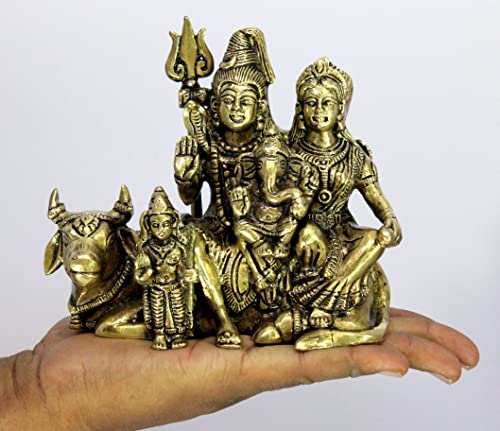 Image of ESPLANADE Brass Shiv Pariwar - Shiva Family - Shiv Parvati Shiva Bholenath Shankar Ganesha Nandi Murti Moorti Idol Statue Sculpture - 5.5 inch Inches