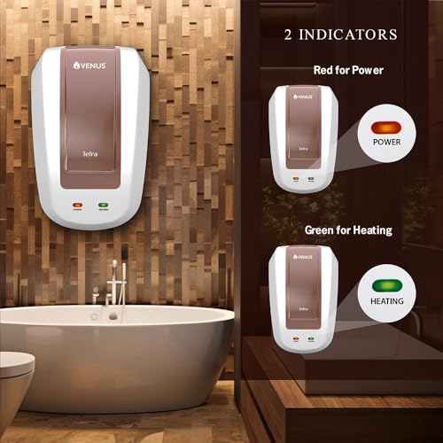Image of Venus Tefra 5T30 05-Litre Instant Water Heater(Coffee Brown Panel) | Water Heater for Bathroom and Kitchen |100% Copper Element| 5 Year Inner tank warranty |2 Year Heating element warranty