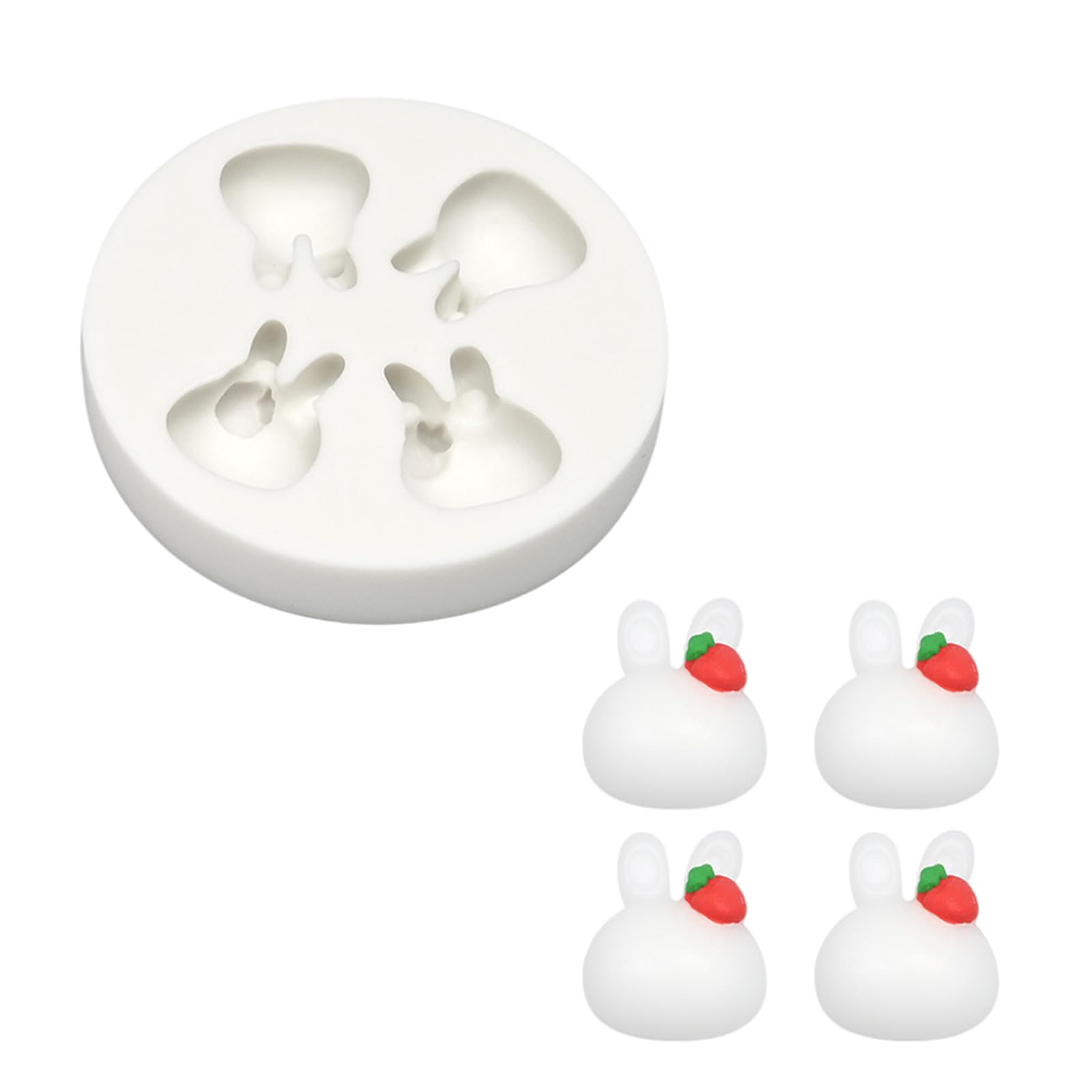 Kalttoy A 4 Cavity Strawberry Rabbits Silicone Molds Easy Demold Treat Molds For Crafting Strawberry Rabbits Shape Dessert Professional Baking Tool