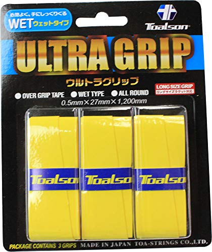 Tennis Spectrum Toalson Ultra Grip Over Grip 3 Pack (Made in Japan) 0.5mm Thick (Yellow)